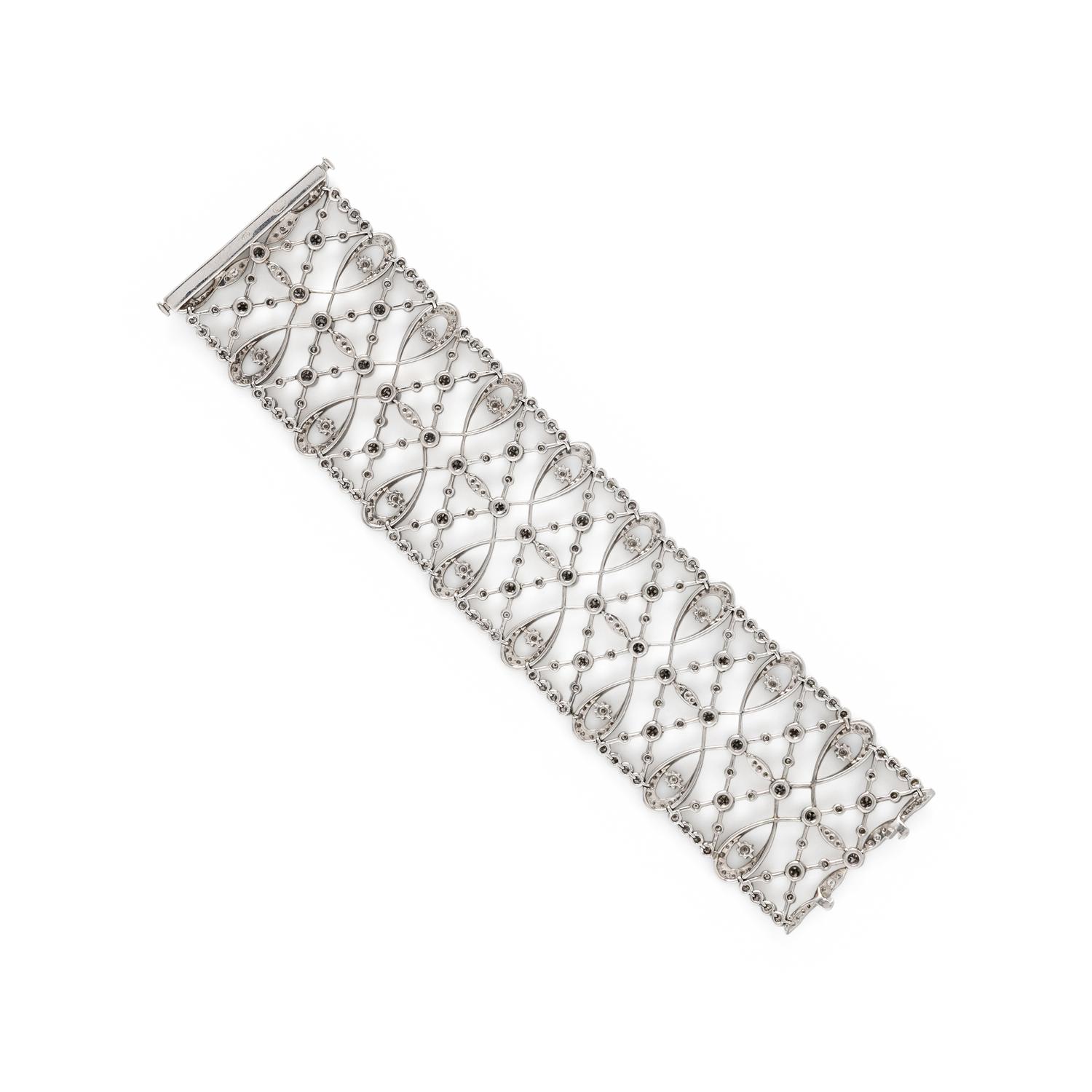 WIDE WHITE GOLD AND DIAMOND BRACELET