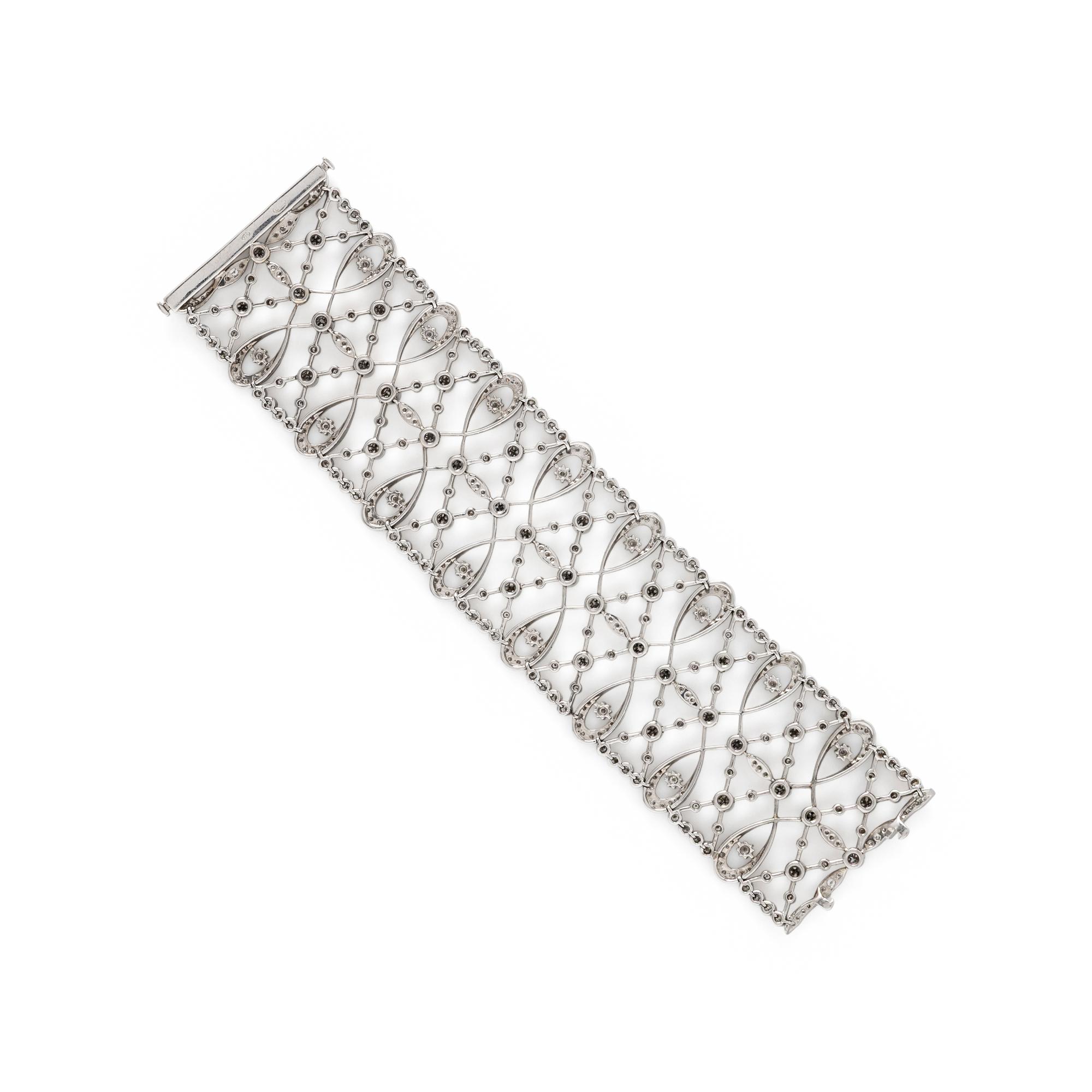WIDE WHITE GOLD AND DIAMOND BRACELET