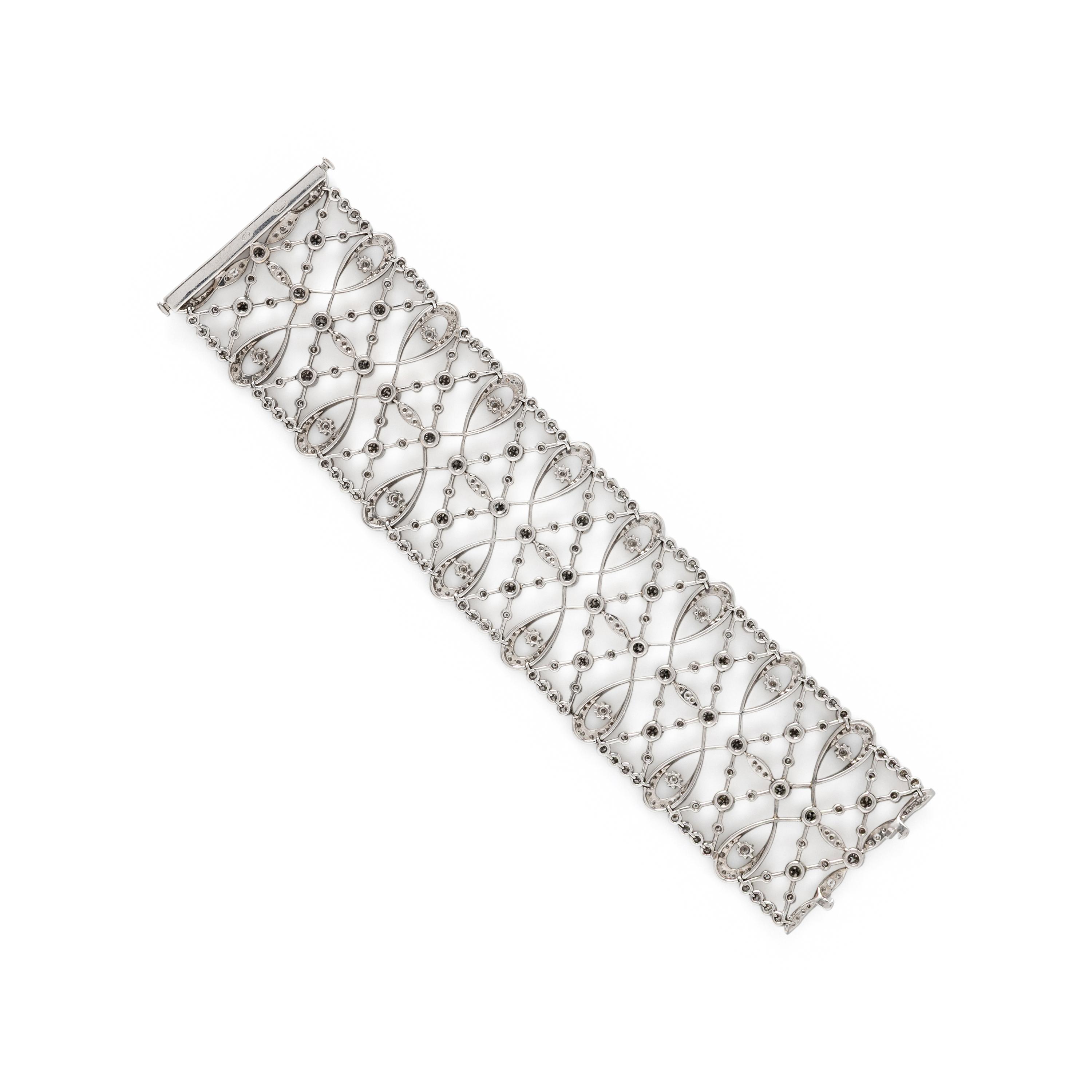 WIDE WHITE GOLD AND DIAMOND BRACELET