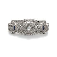 WHITE GOLD, DIAMOND AND SYNTHETIC SAPPHIRE PENDANT/BROOCH