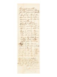 [LINCOLN, Abraham (1809-1865)]. Partially printed promissory note. Springfield, Illinois, 28 August 1855.