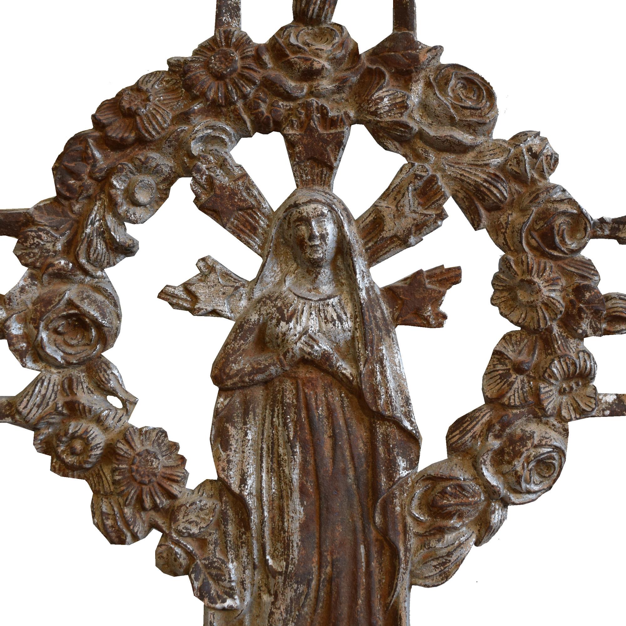 A Cast Iron Crucifix 38" W x 1" D x 65.5" H — France, Circa 1900
