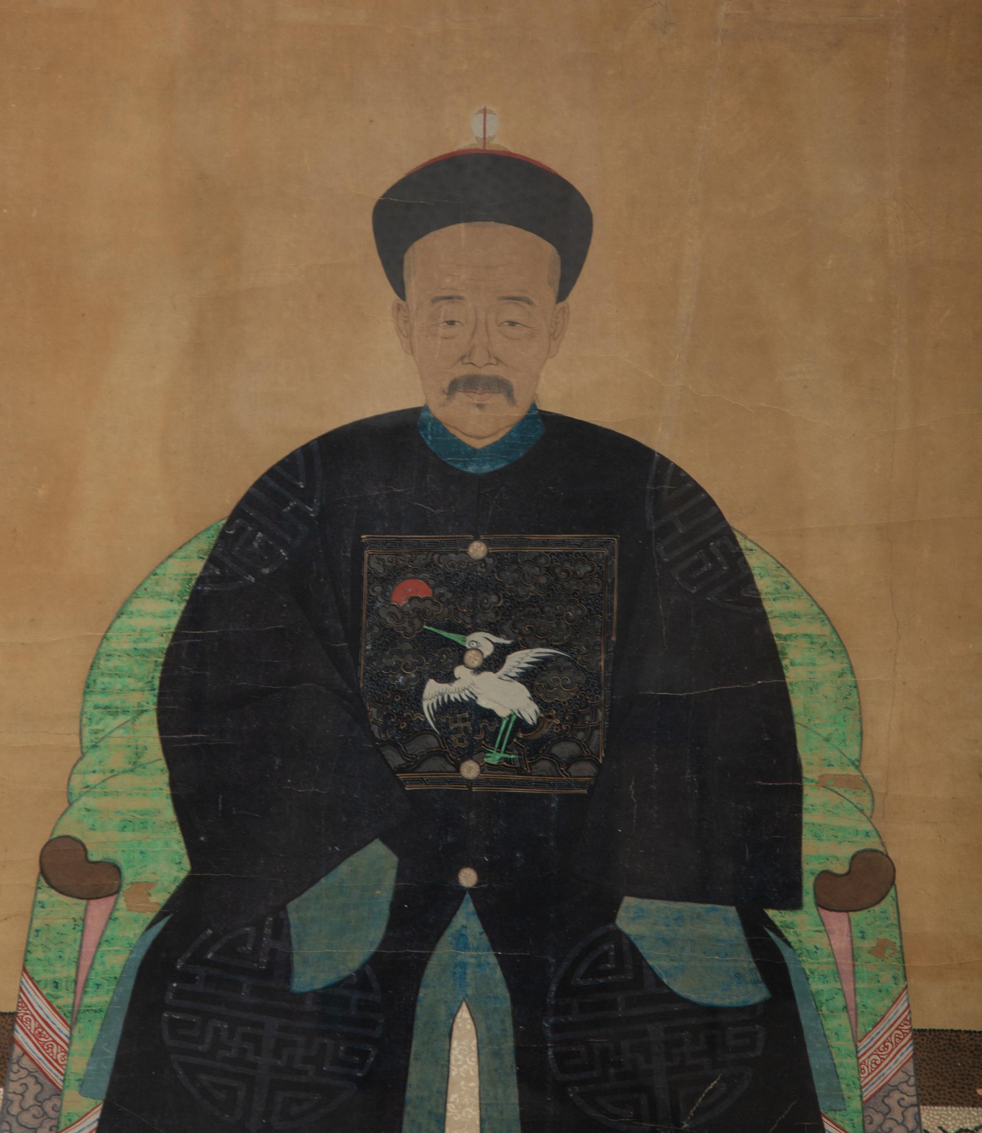 A Pair of Chinese Ancestral Portraits on Paper