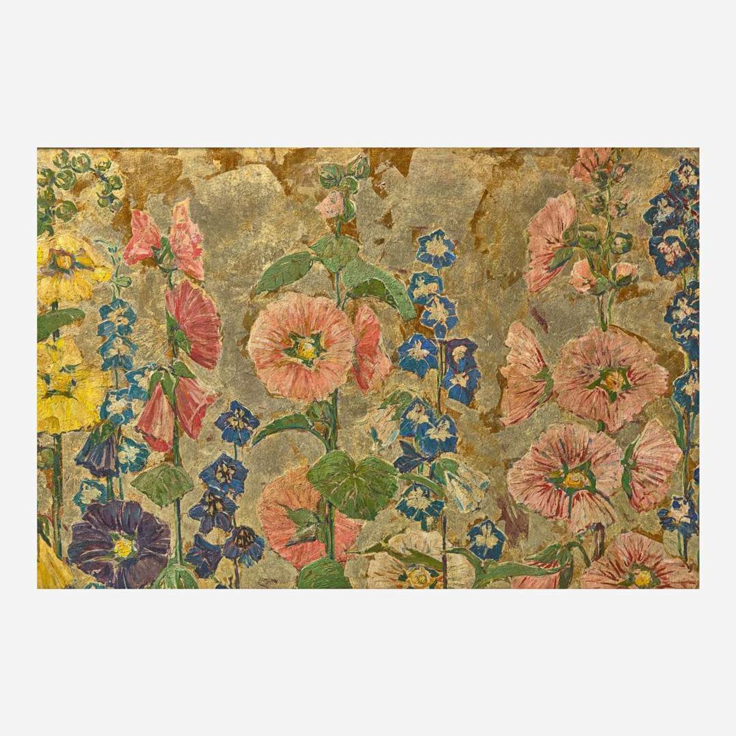 Mary Elizabeth Price (American, 1877–1965) Hollyhock and Delphinium Screen