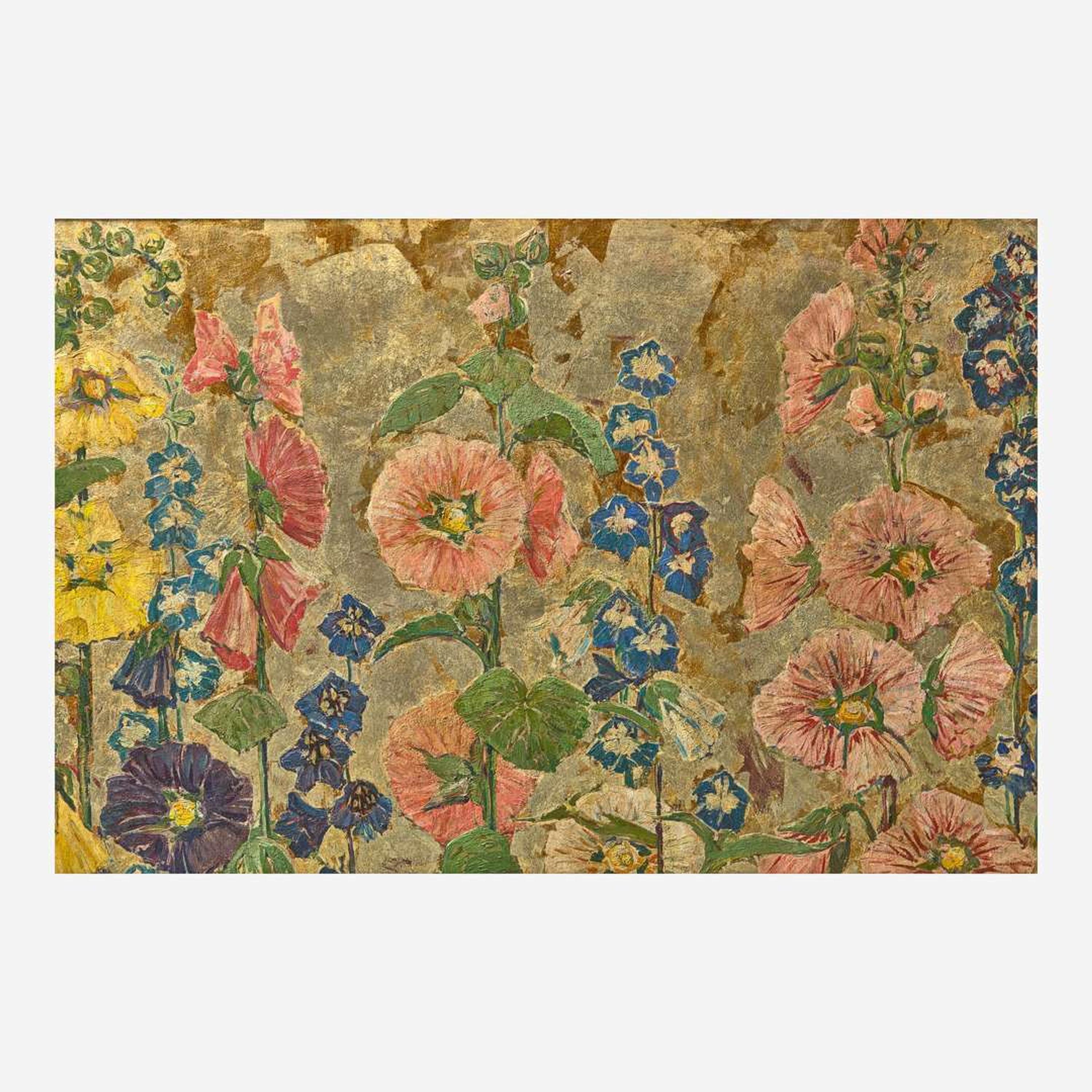 Mary Elizabeth Price (American, 1877–1965) Hollyhock and Delphinium Screen