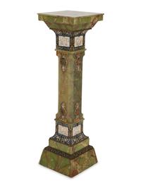 A French Champleve Enamel Mounted Onyx Pedestal — Late 19th/Early 20th Century
