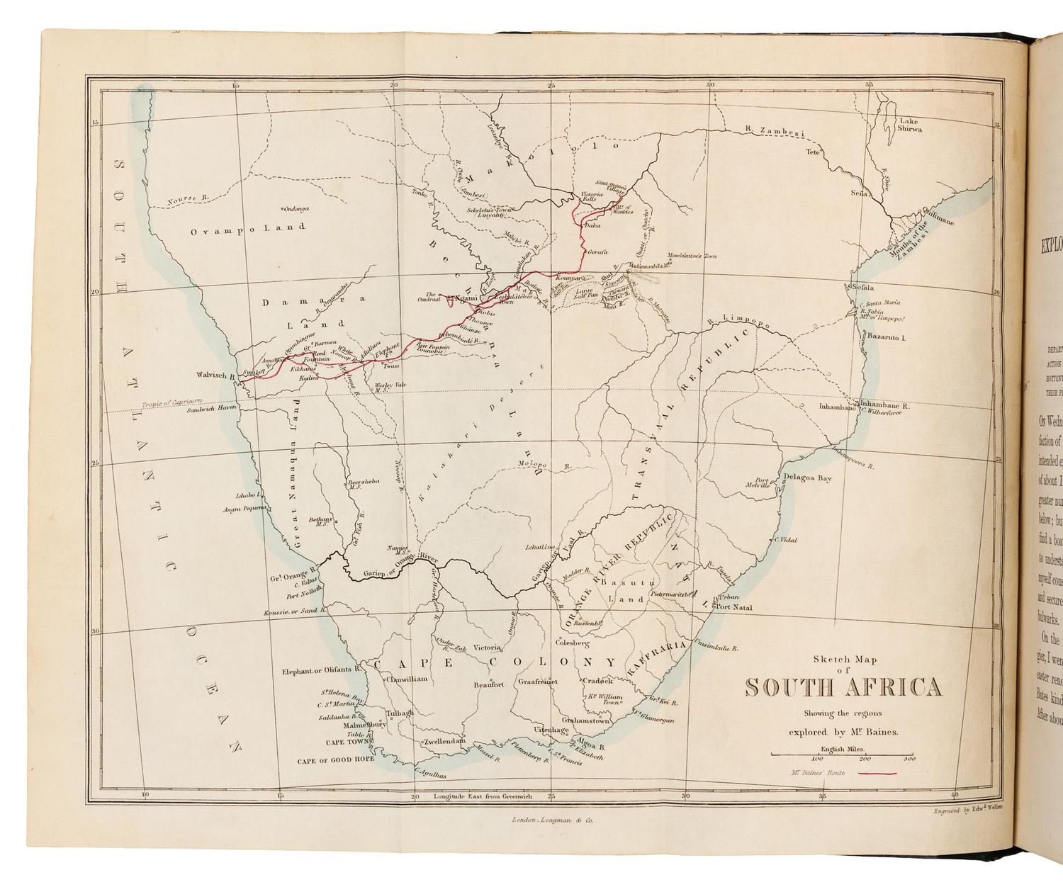 BAINES, Thomas (1822-1875). Explorations in South-West Africa. London, 1864. FIRST EDITION.