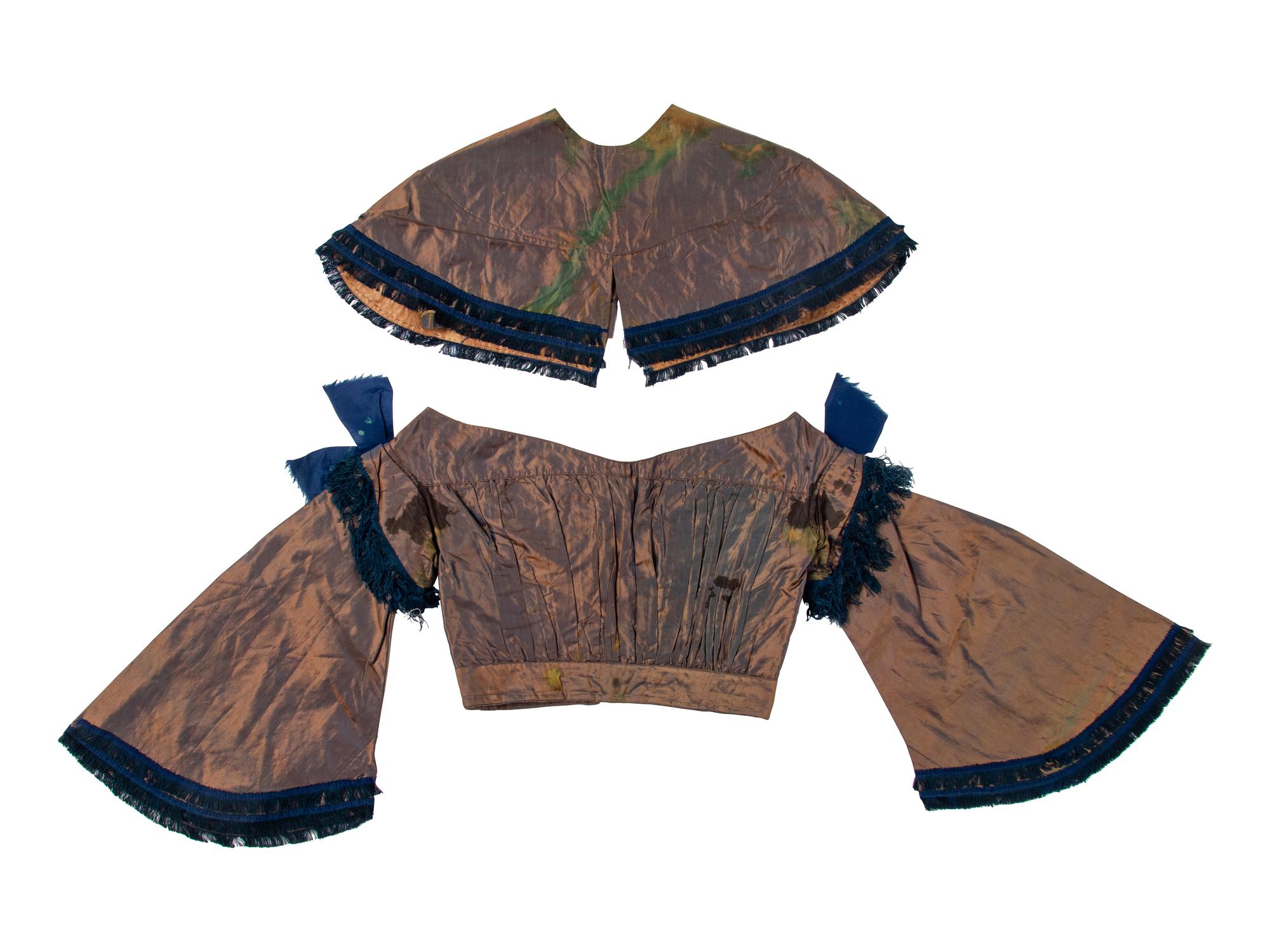Two Silk Bodices with One Matching Capelet, 1840-60