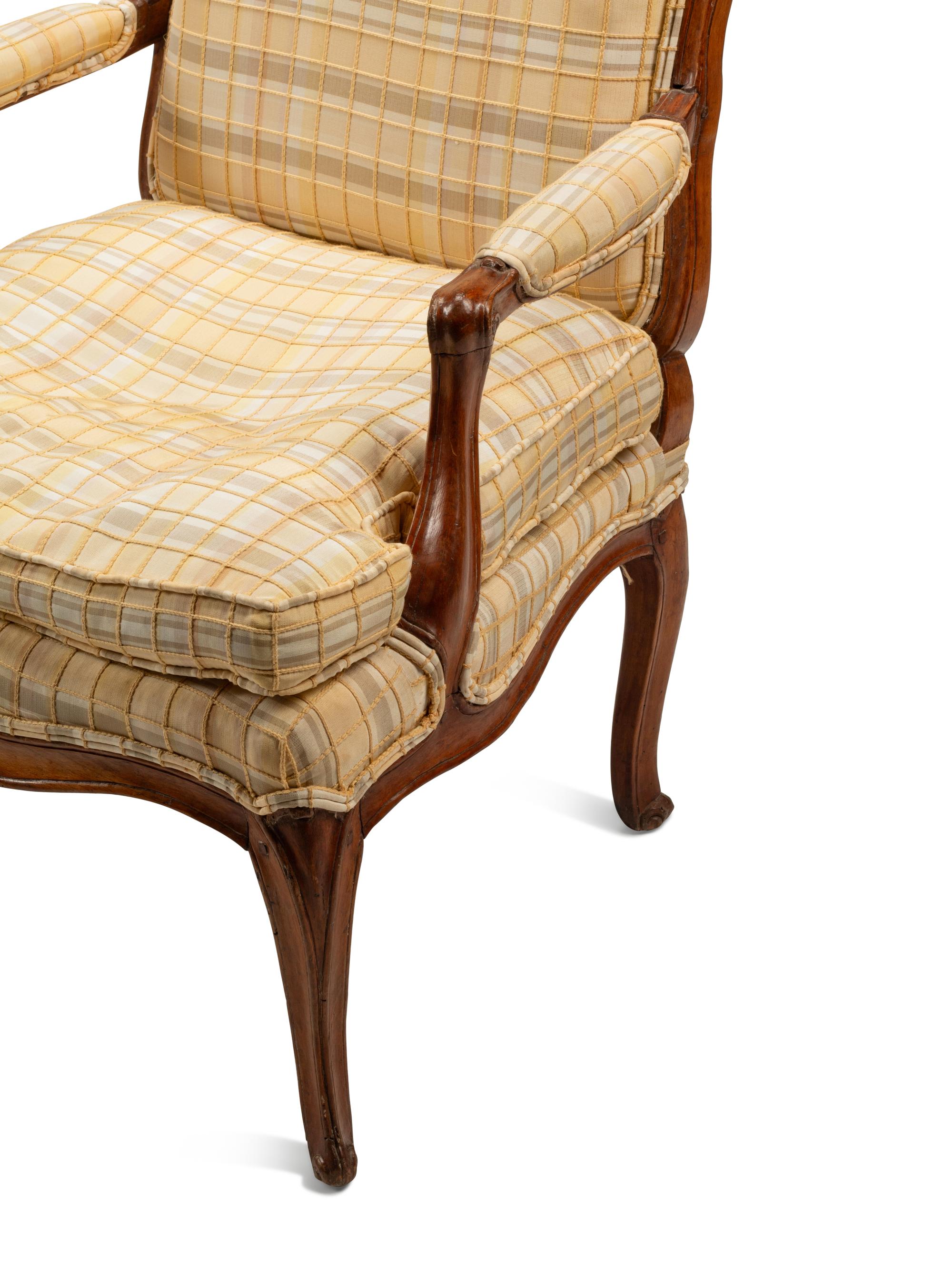 A Pair of Louis XV Beechwood Fauteuils