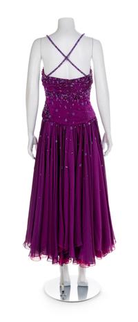 Two Draped and Beaded Chiffon Dresses, 1980-90s