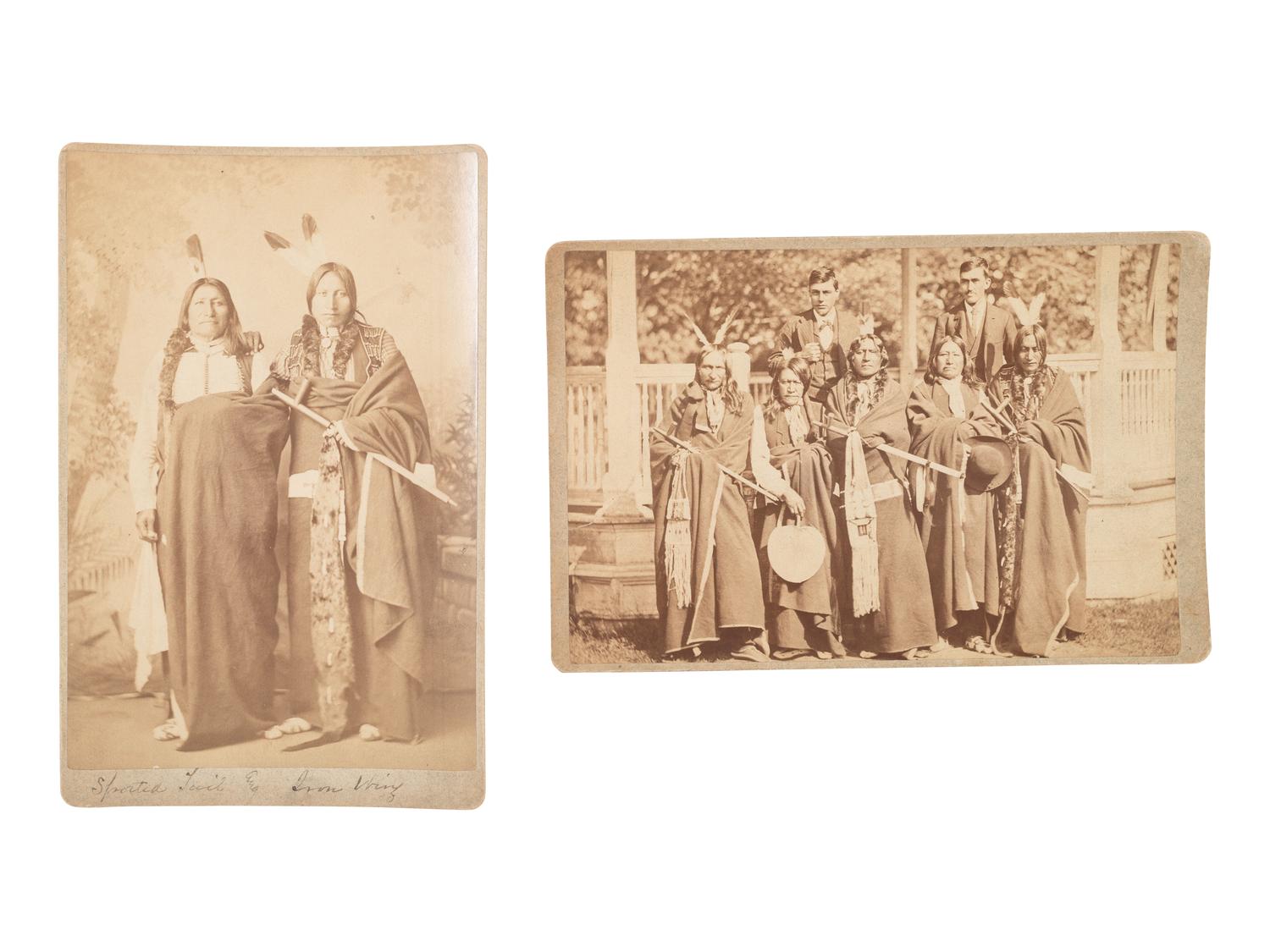 CHOATE, John N. (1848-1902), photographer. Two cabinet cards of Spotted Tail and other Sioux at the Carlisle Indian School. Carlisle, PA, ca 1879-1880.