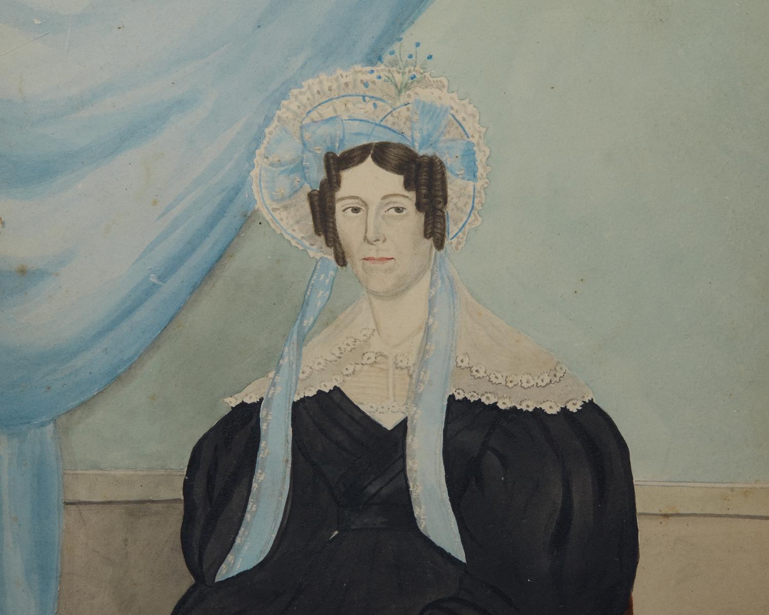 American School 19th Century, A Pair of Portraits: A Lady and Gentleman