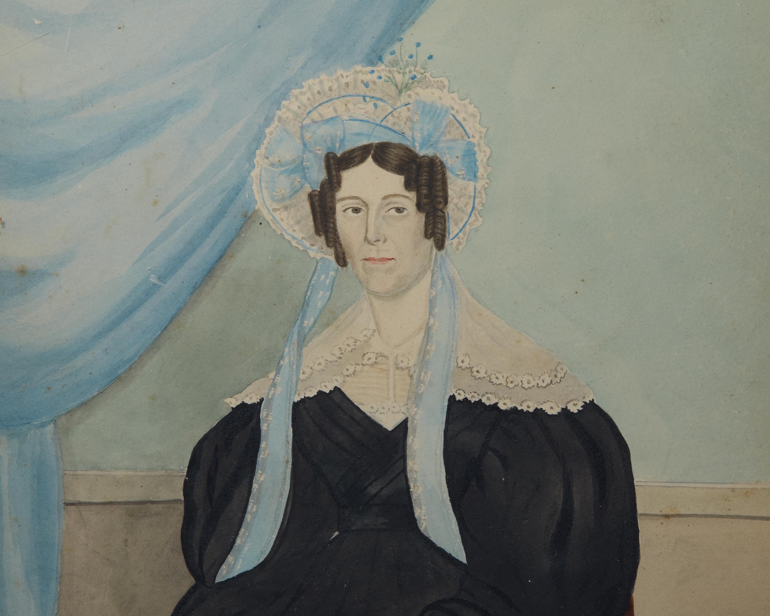 American School 19th Century, A Pair of Portraits: A Lady and Gentleman