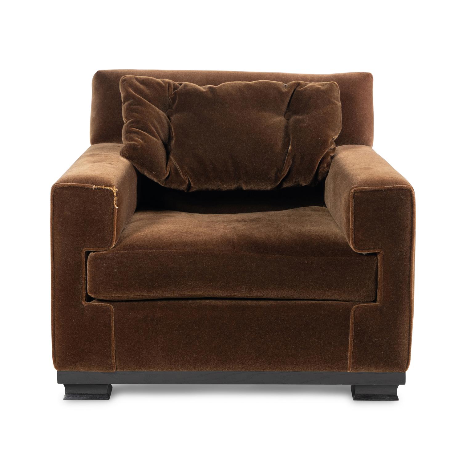 A Velvet Upholstered Club Chair