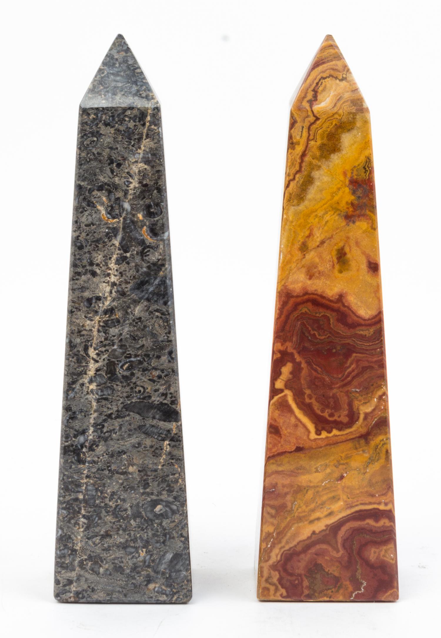Two Marble Obelisks Height 8 inches.