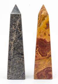 Two Marble Obelisks Height 8 inches.