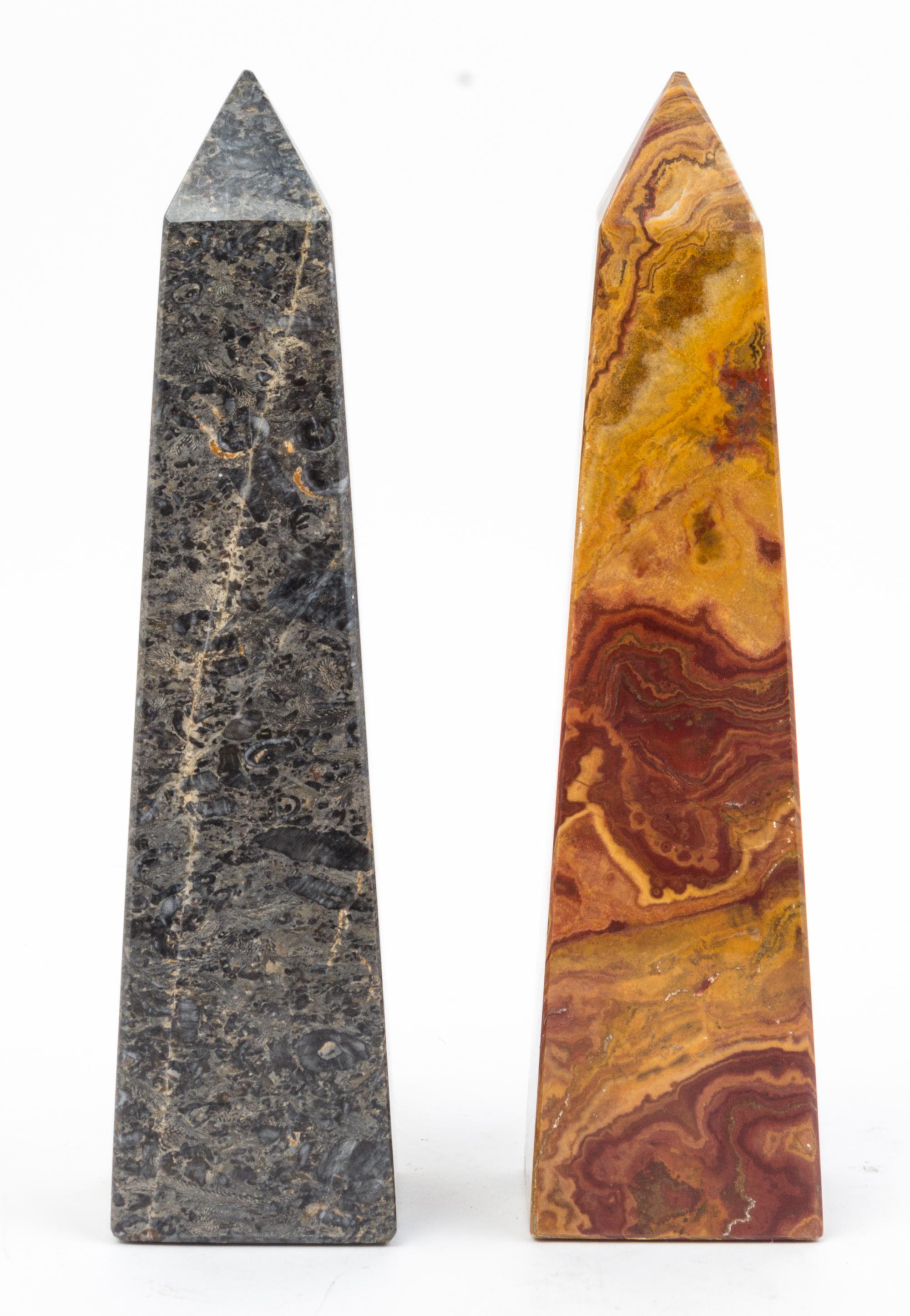 Two Marble Obelisks Height 8 inches.