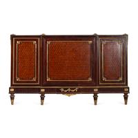 A Louis XVI Style Mahogany, Parquetry and Gilt Bronze Mounted Bed