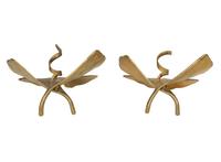 A Pair of Marc Bankowsky Bronze Ginkgo Candlesticks
