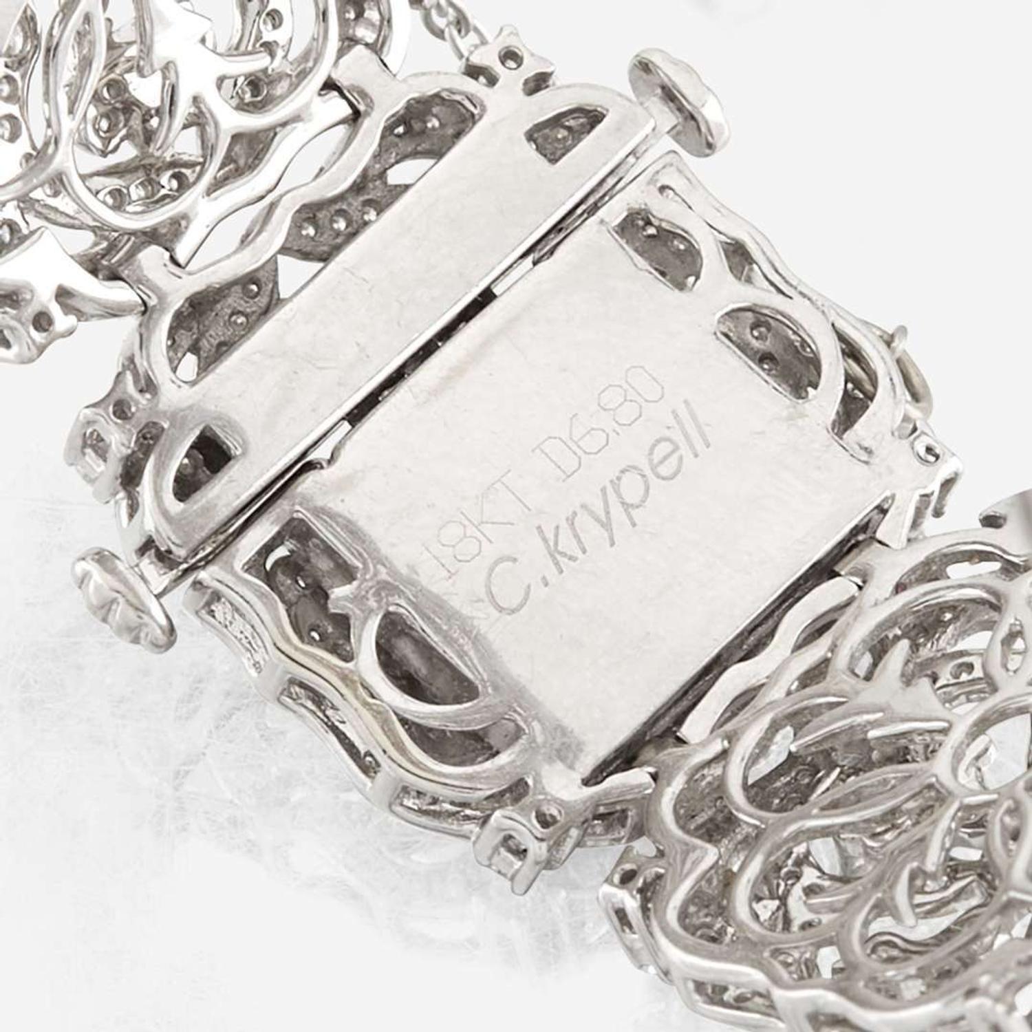 A diamond and white gold bracelet with matching pendant, Charles Krypell