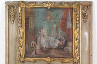 A Louis XVI Style Painted and Parcel Gilt Trumeau Mirror