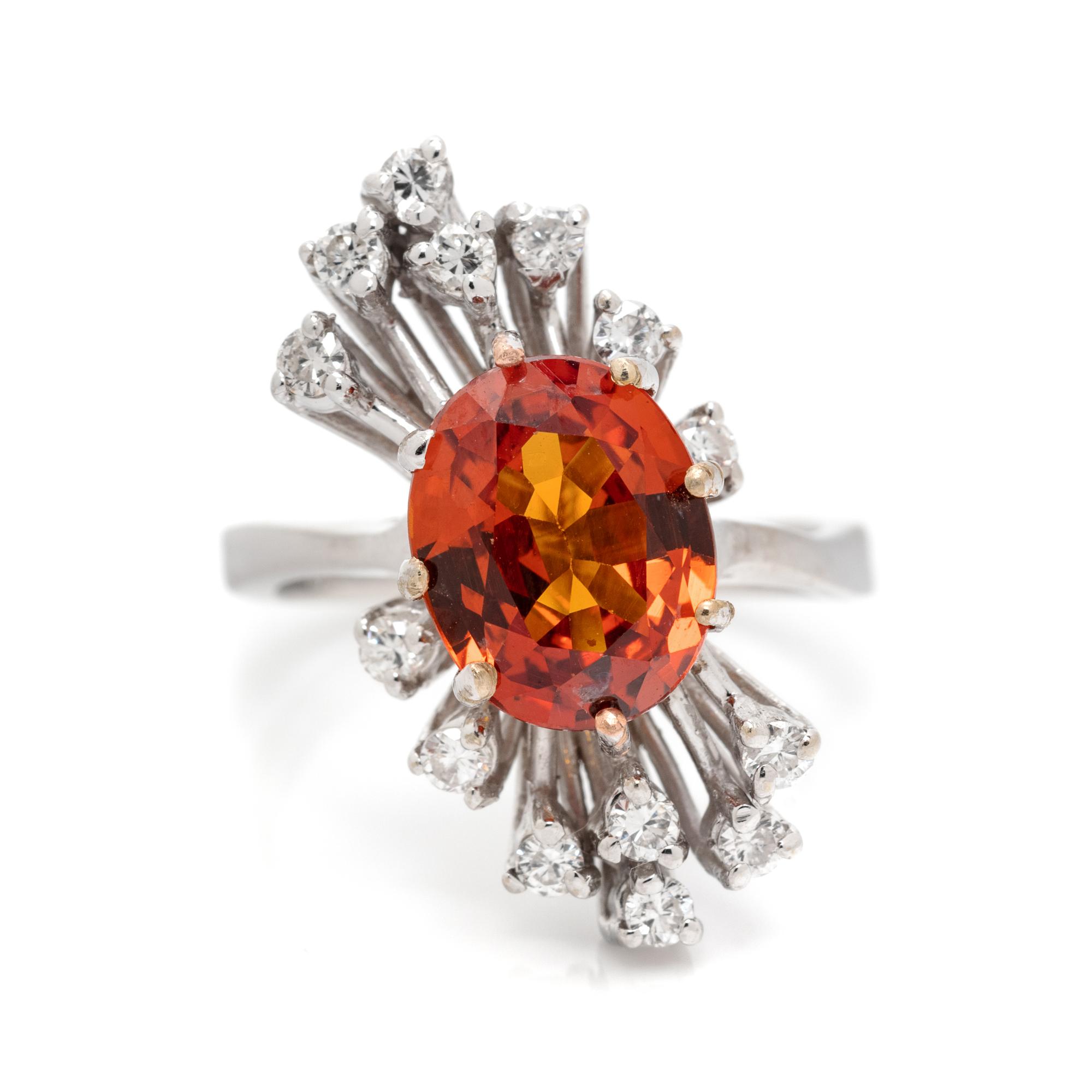 ORANGE SAPPHIRE AND DIAMOND RING