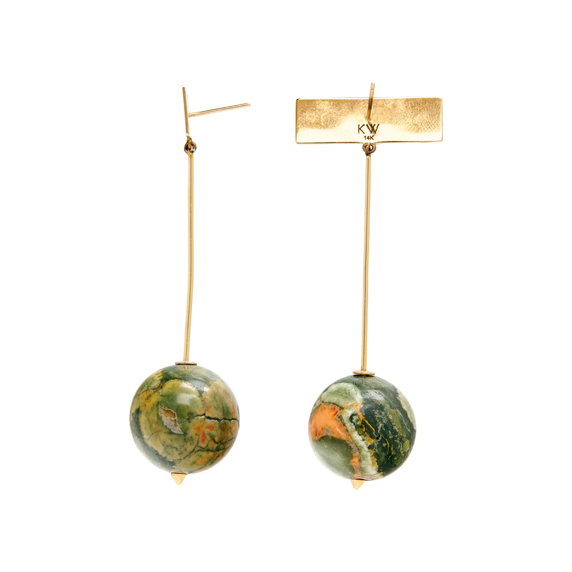 KATHLEEN WHITAKER, TWO PAIRS OF YELLOW GOLD AND GEMSTONE PENDANT EARRINGS