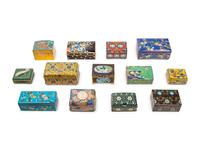 13 Chinese and Japanese Cloisonné Enamel Rectangular Boxes
