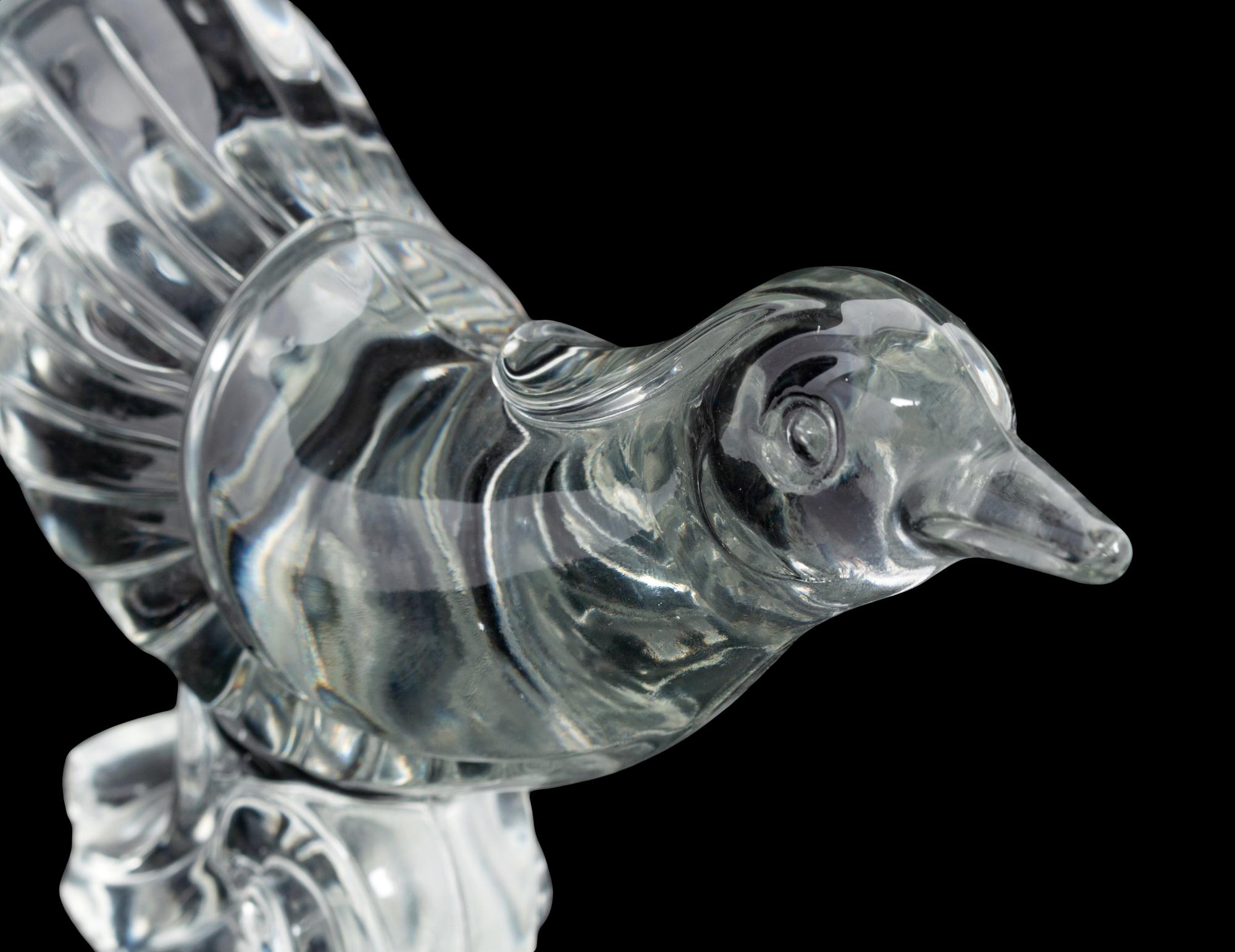 A Pair of Molded Glass Pheasant Ornaments