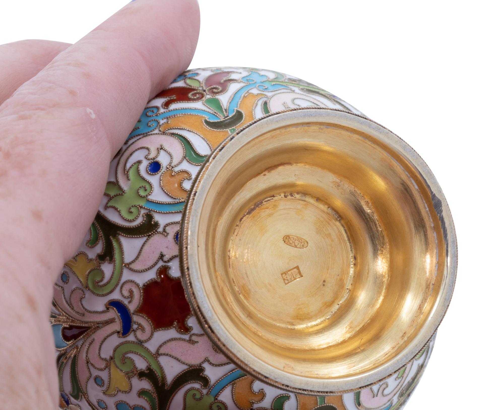 A Feodor Ruckert Enameled Silver Covered Jar