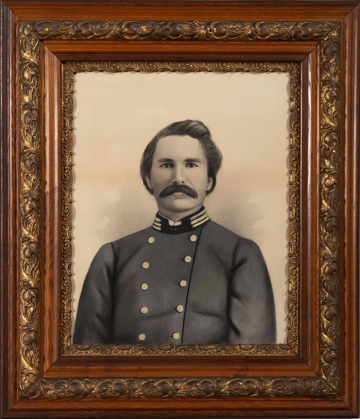 [CIVIL WAR]. Charcoal portrait of CSA Captain Dr. Thomas Richard Meux, 9th Tennessee Volunteers, with book signed ("Thomas R. Meux").