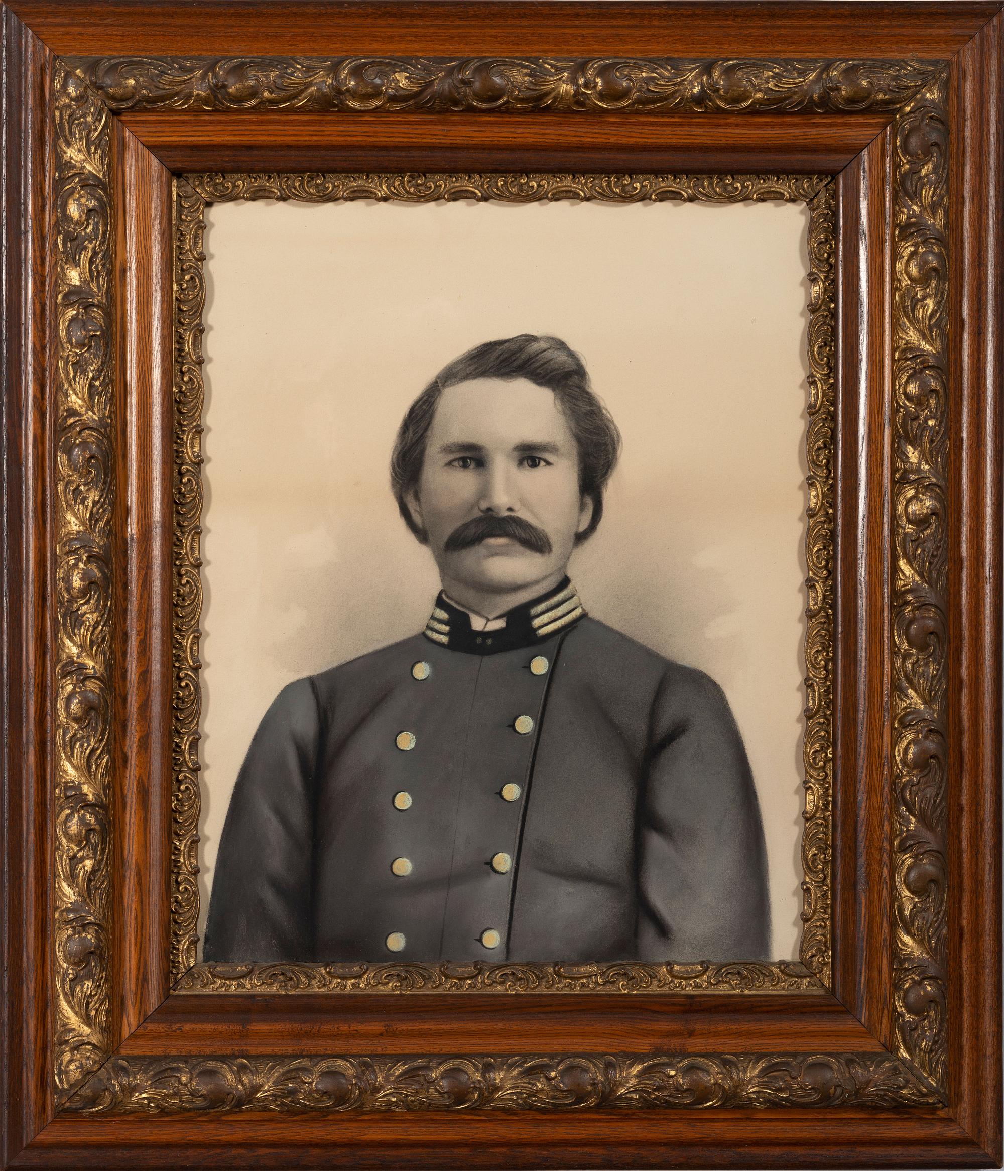 [CIVIL WAR]. Charcoal portrait of CSA Captain Dr. Thomas Richard Meux, 9th Tennessee Volunteers, with book signed ("Thomas R. Meux").