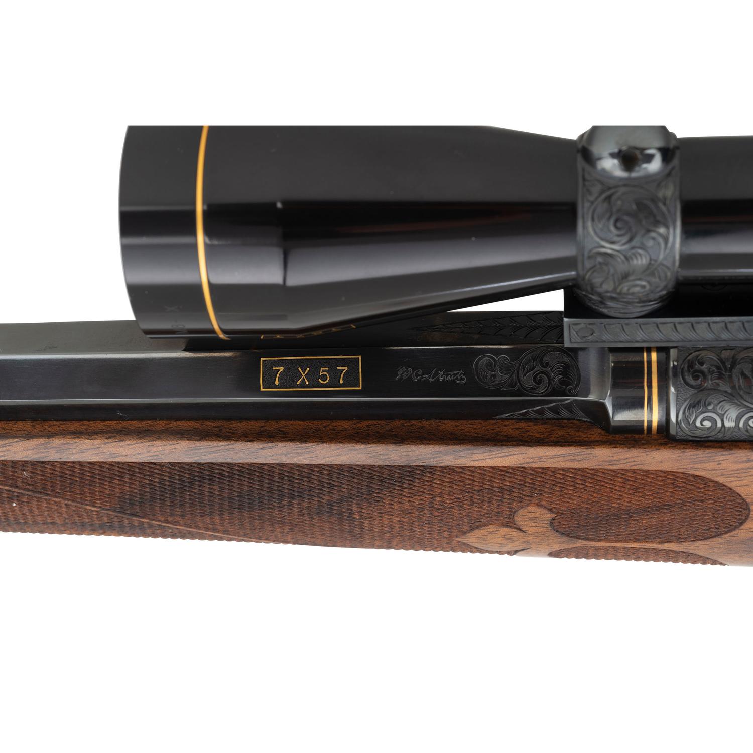 *Custom Jerome Glimm Engraved Mauser Rifle with W.C. Strutz Octagonal Barrel
