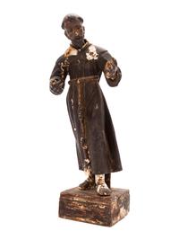 A Spanish Colonial Painted Wood Figure of a Saint