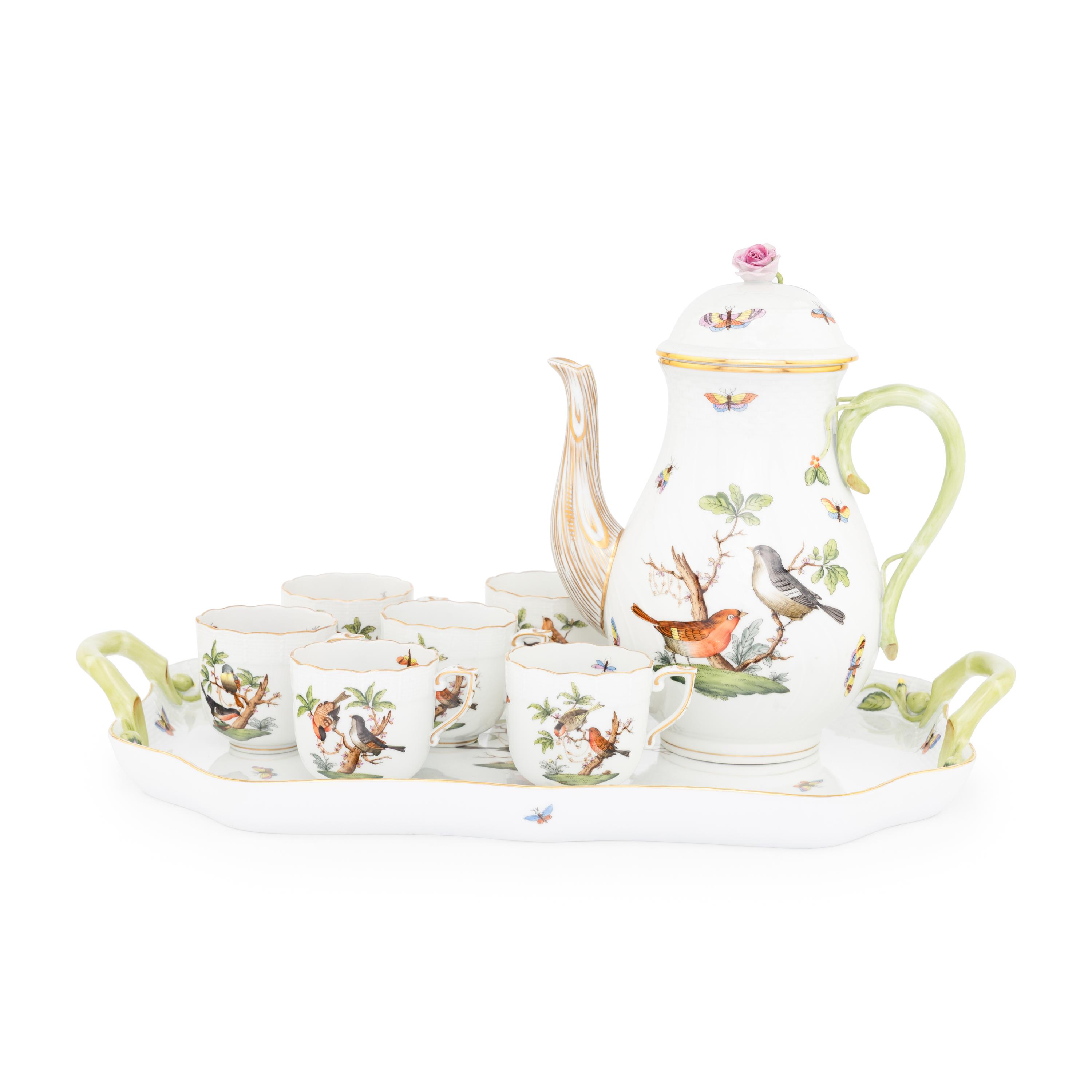 An Extensive Herend Rothschild Bird Porcelain Table Service