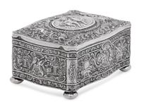 A German Silver Singing Bird Automaton Box