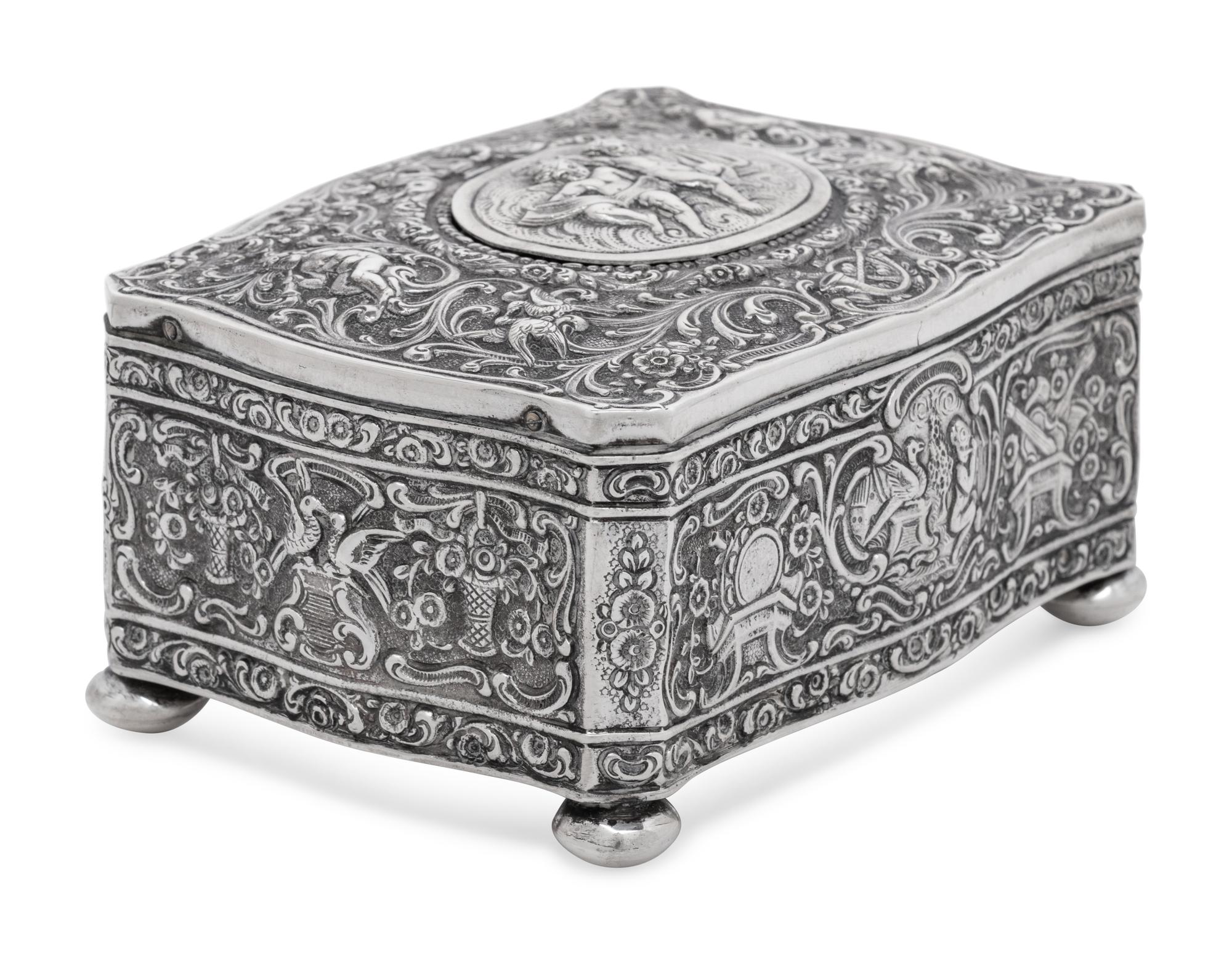 A German Silver Singing Bird Automaton Box