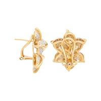 YELLOW GOLD AND DIAMOND FLOWER EARRINGS