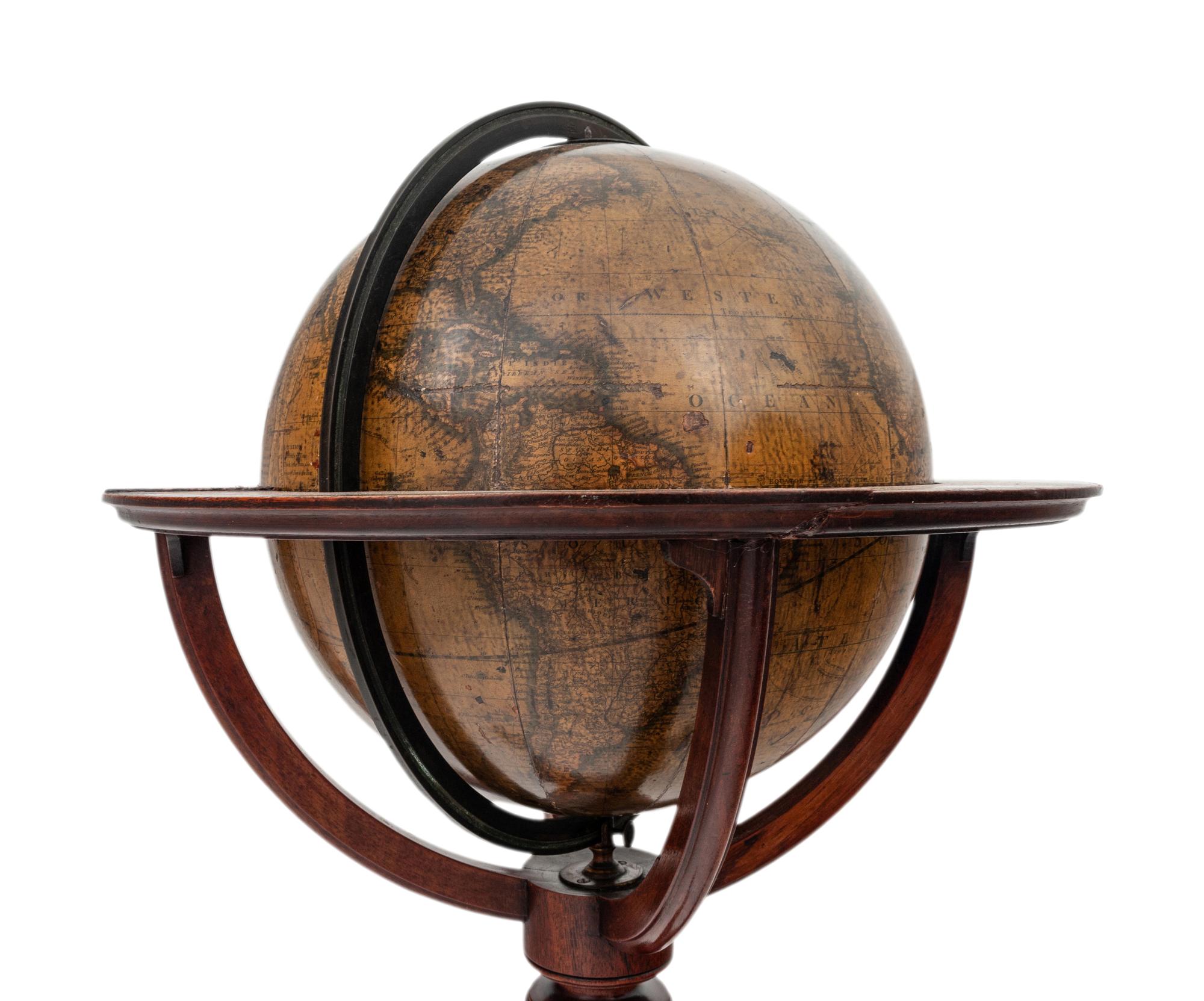 An Associated Pair of Regency Twelve-Inch Terrestrial and Celestial Library Globes