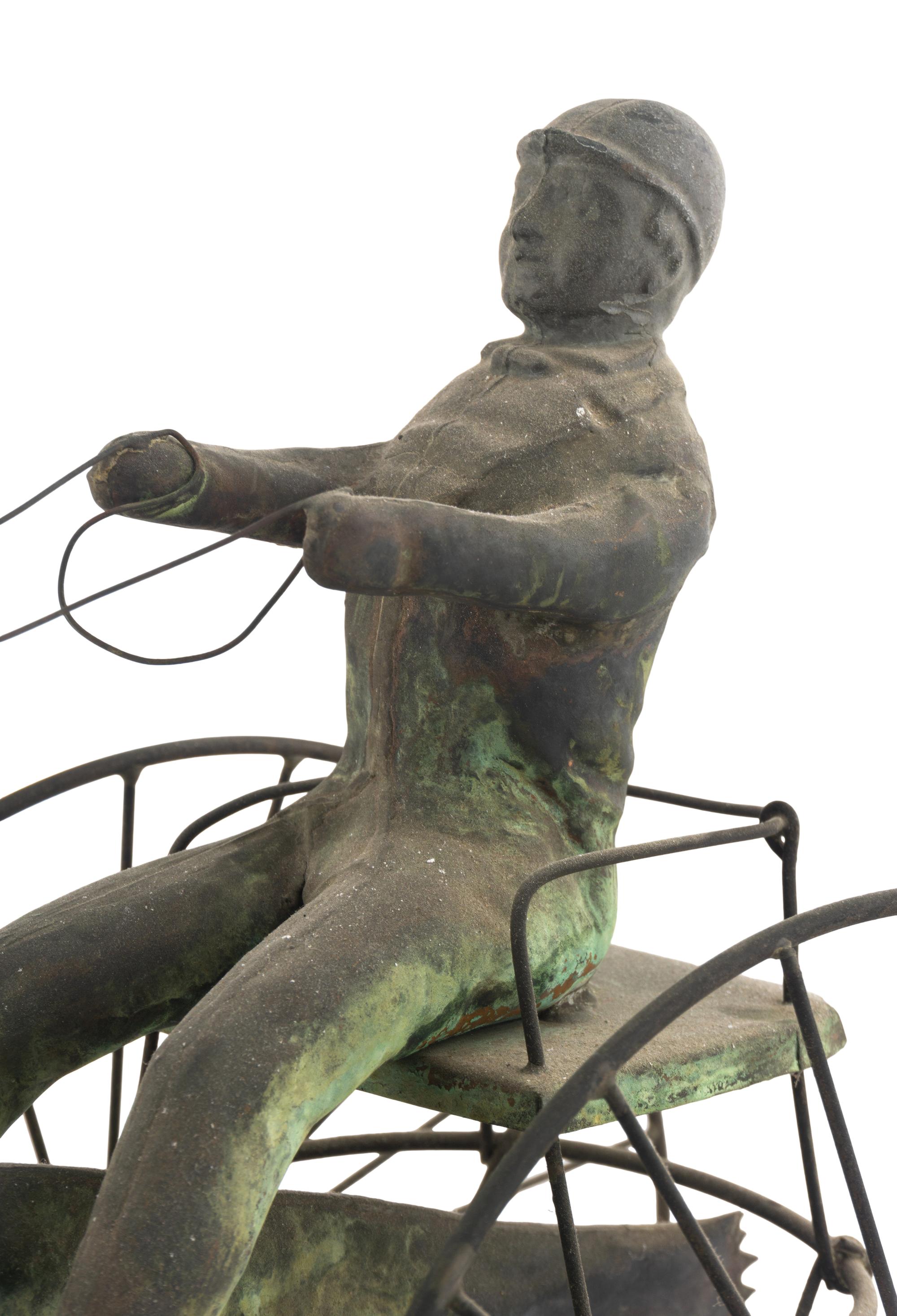 A Molded Copper and Cast Zinc Horse and Sulky