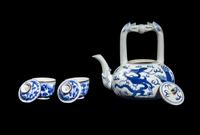 Three Chinese Blue and White Porcelain Tea Wares