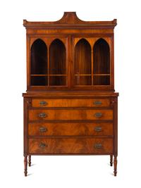 A Federal Style Mahogany Bureau Bookcase