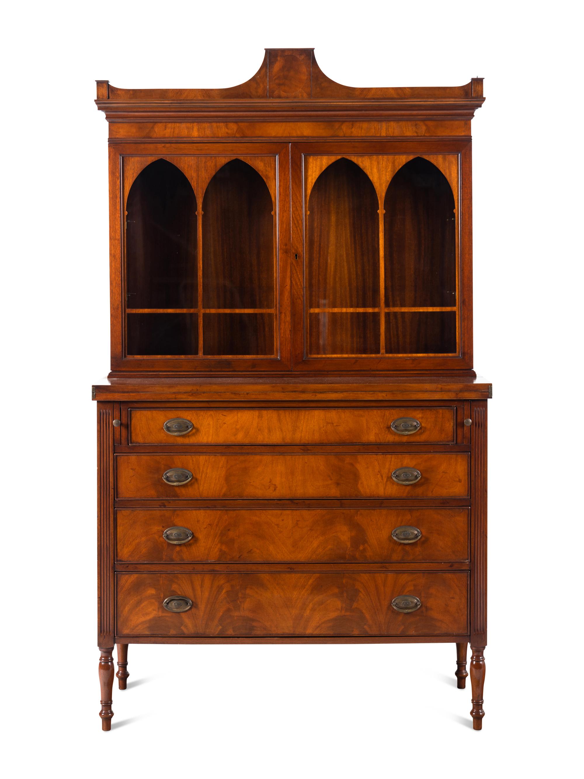 A Federal Style Mahogany Bureau Bookcase