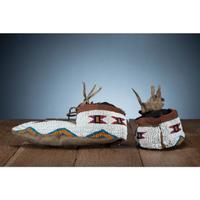 A'aninin Beaded Buffalo Hide Moccasins