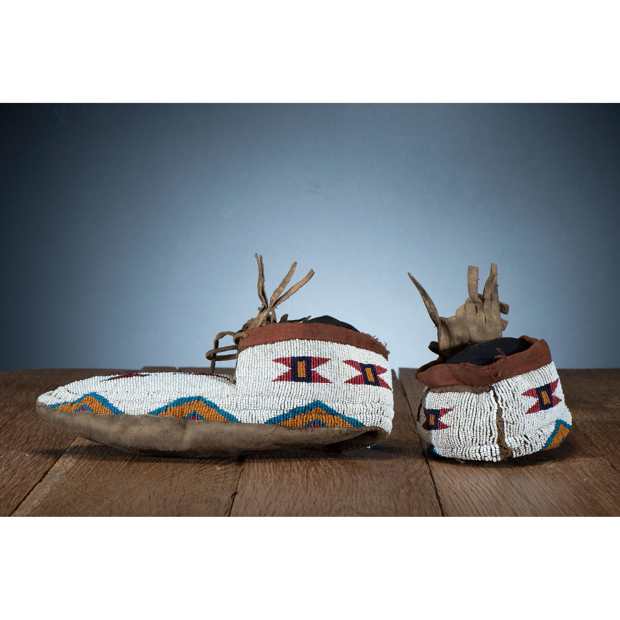 A'aninin Beaded Buffalo Hide Moccasins
