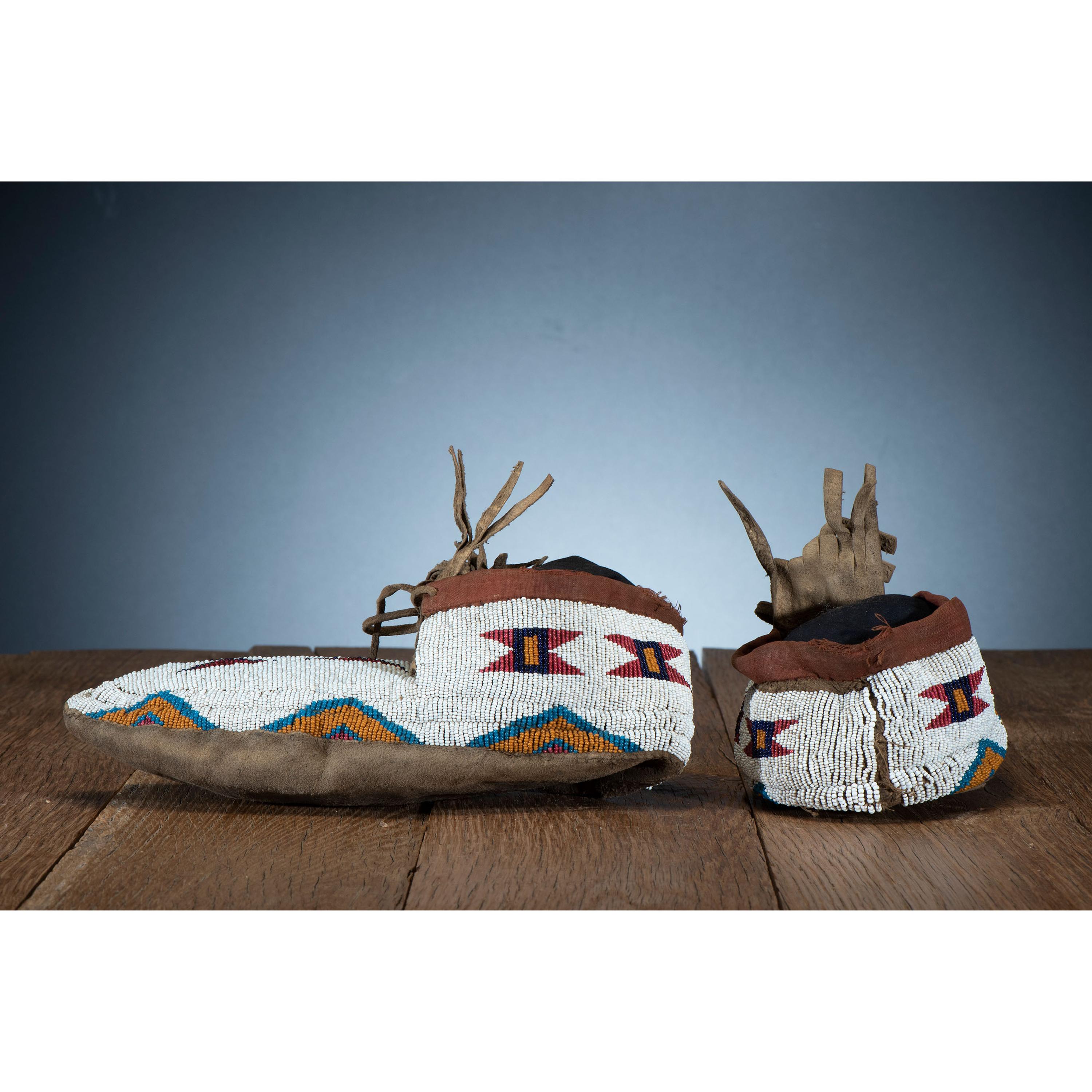 A'aninin Beaded Buffalo Hide Moccasins