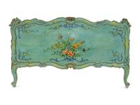 A Louis XV Painted and Parcel Gilt Carved Pine Bed