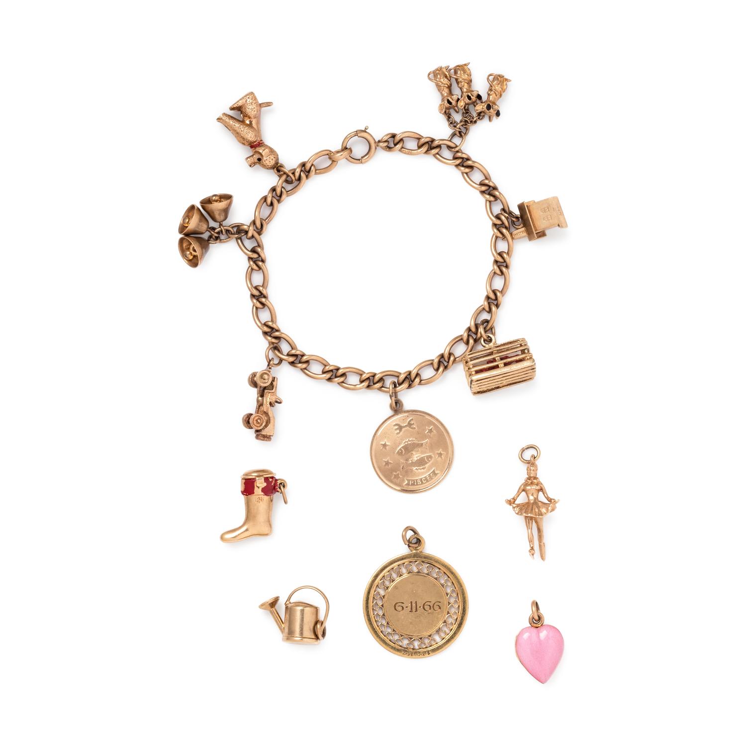 YELLOW GOLD CHARM BRACELET