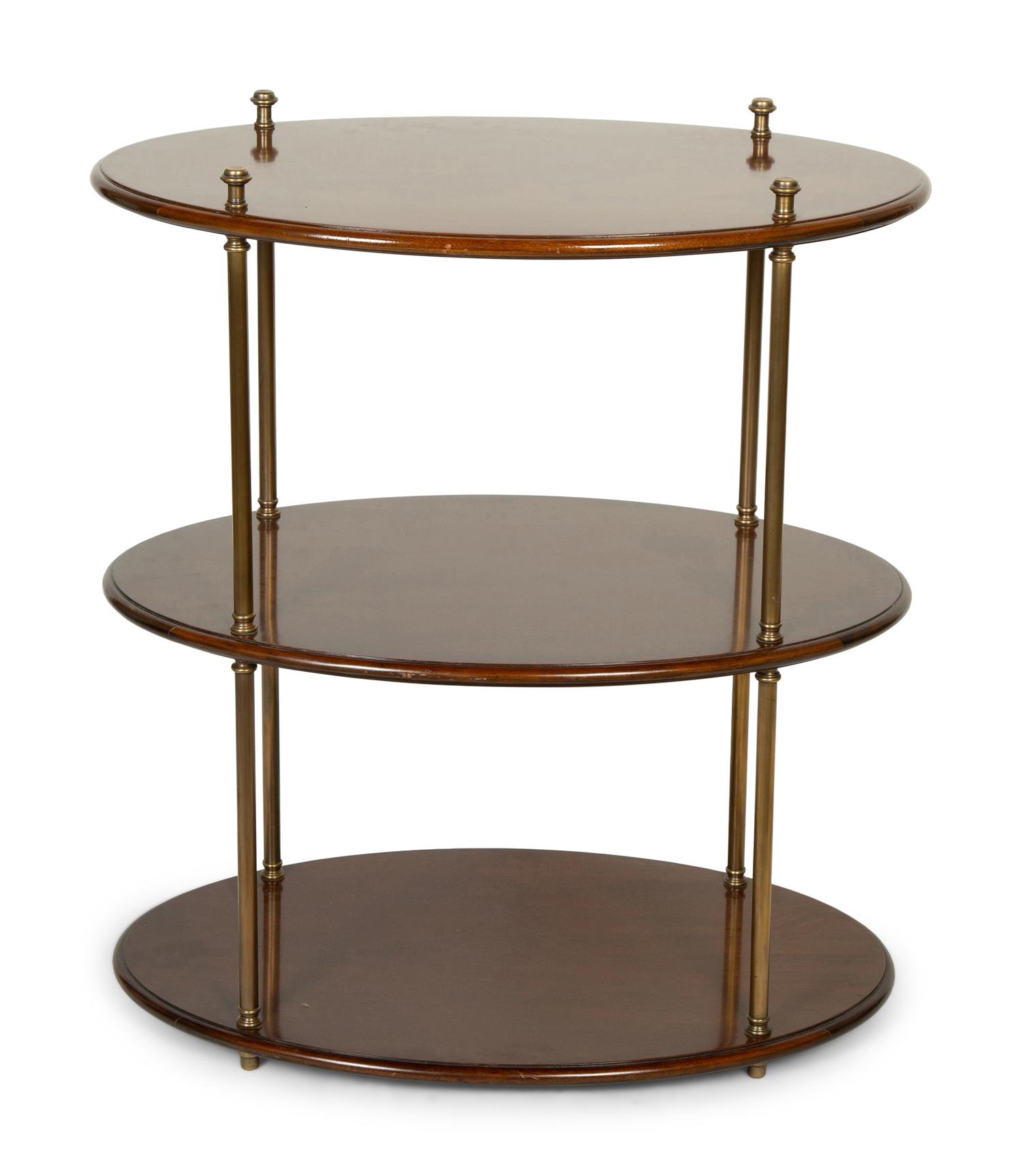 An English Brass and Mahogany Three-Tier Étagère