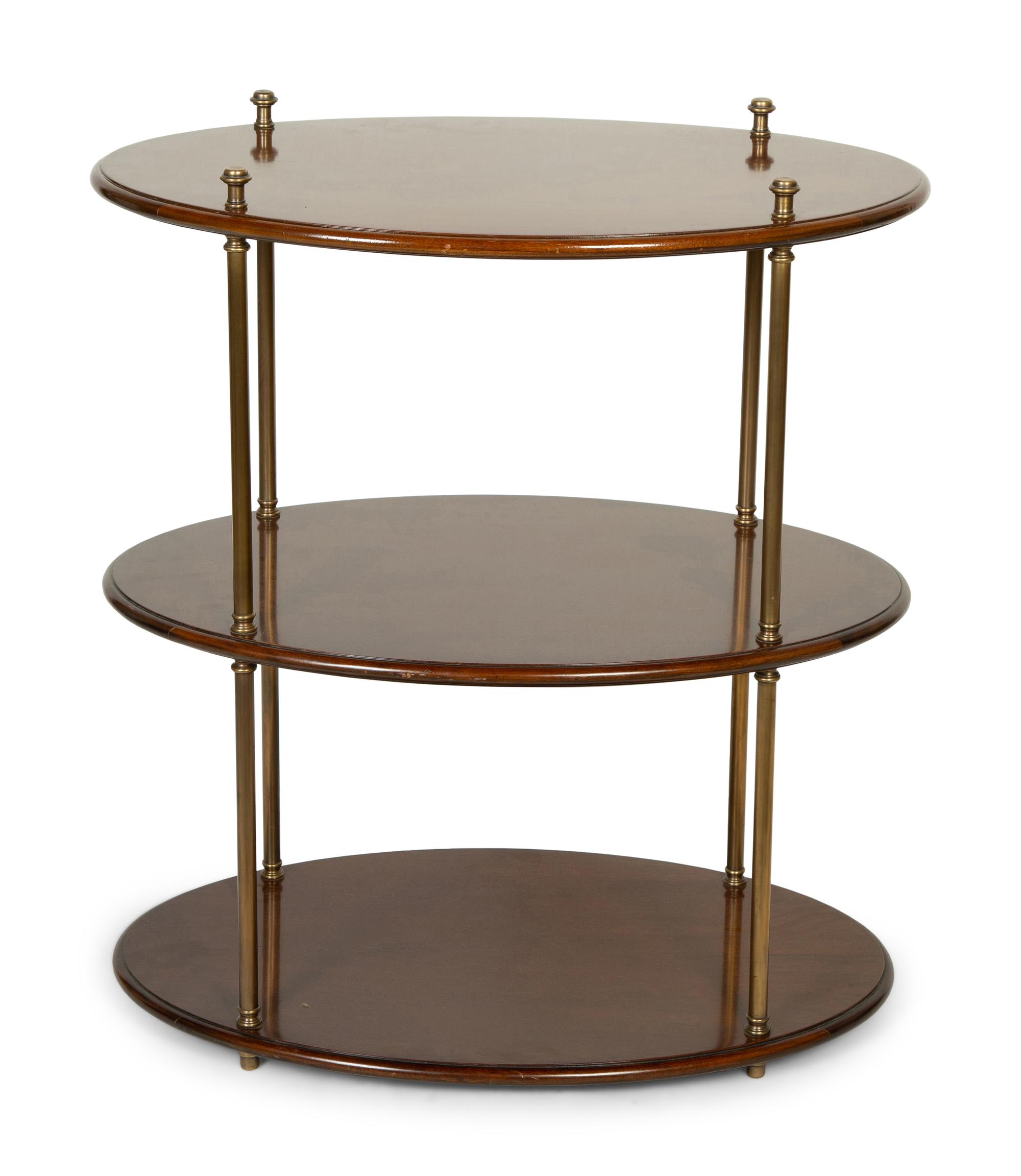 An English Brass and Mahogany Three-Tier Étagère